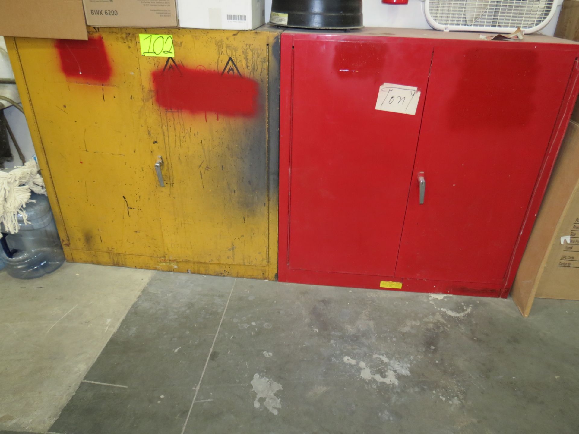 Lot Yellow & Red 2-Door Flammable Storage Cabinets