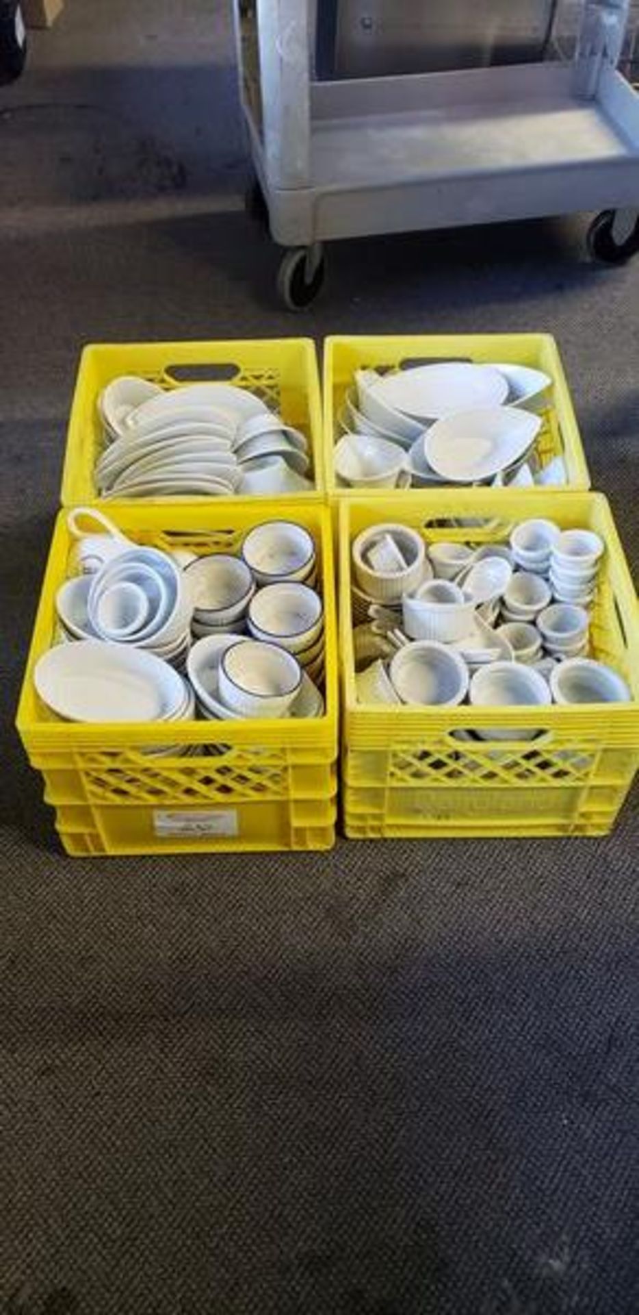 4 Crates of Assorted White Dishes