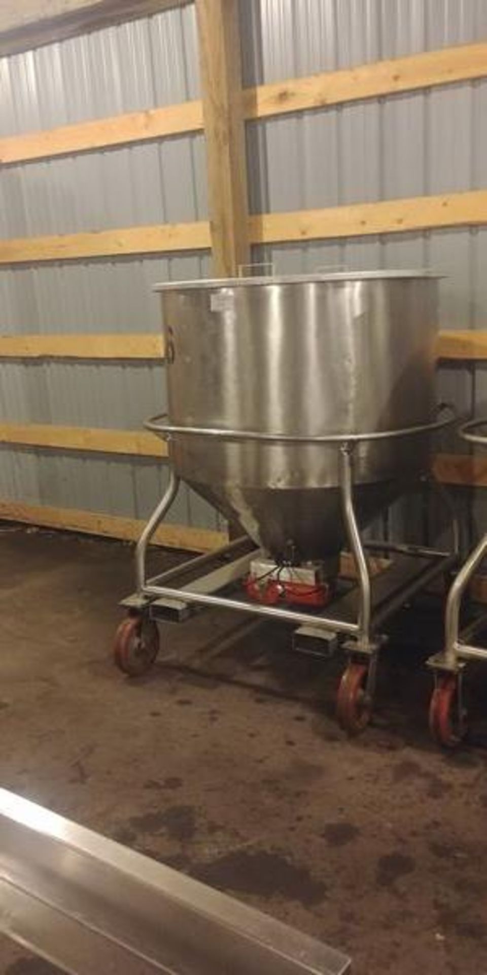 Stainless Steel Transfer Tank on Casters - Approx 45" Diameter and Approx 47" to Bottom of Cone - Image 2 of 2