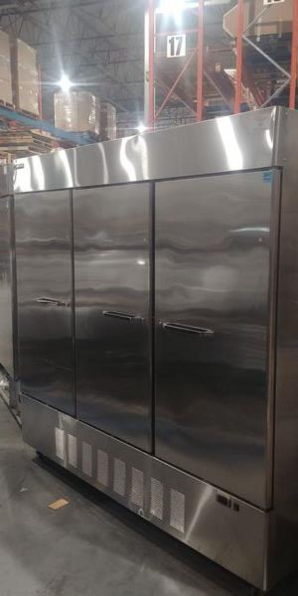 Masterbilt 3 Door Stainless Steel Freezer - Note: Only 2 Shelves Inside