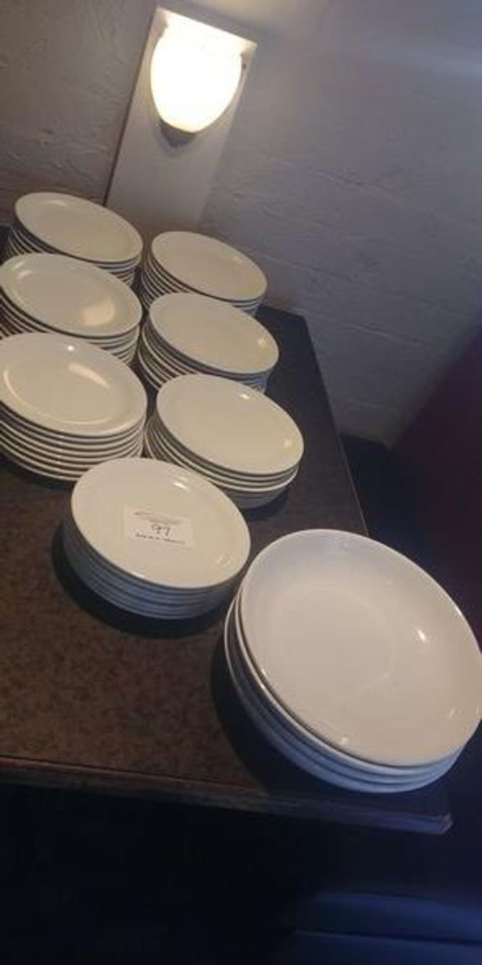 Table Lot of White Dishes