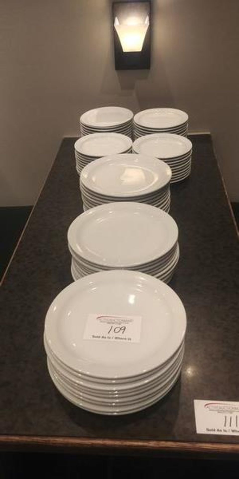 Table Lot of White Dishes