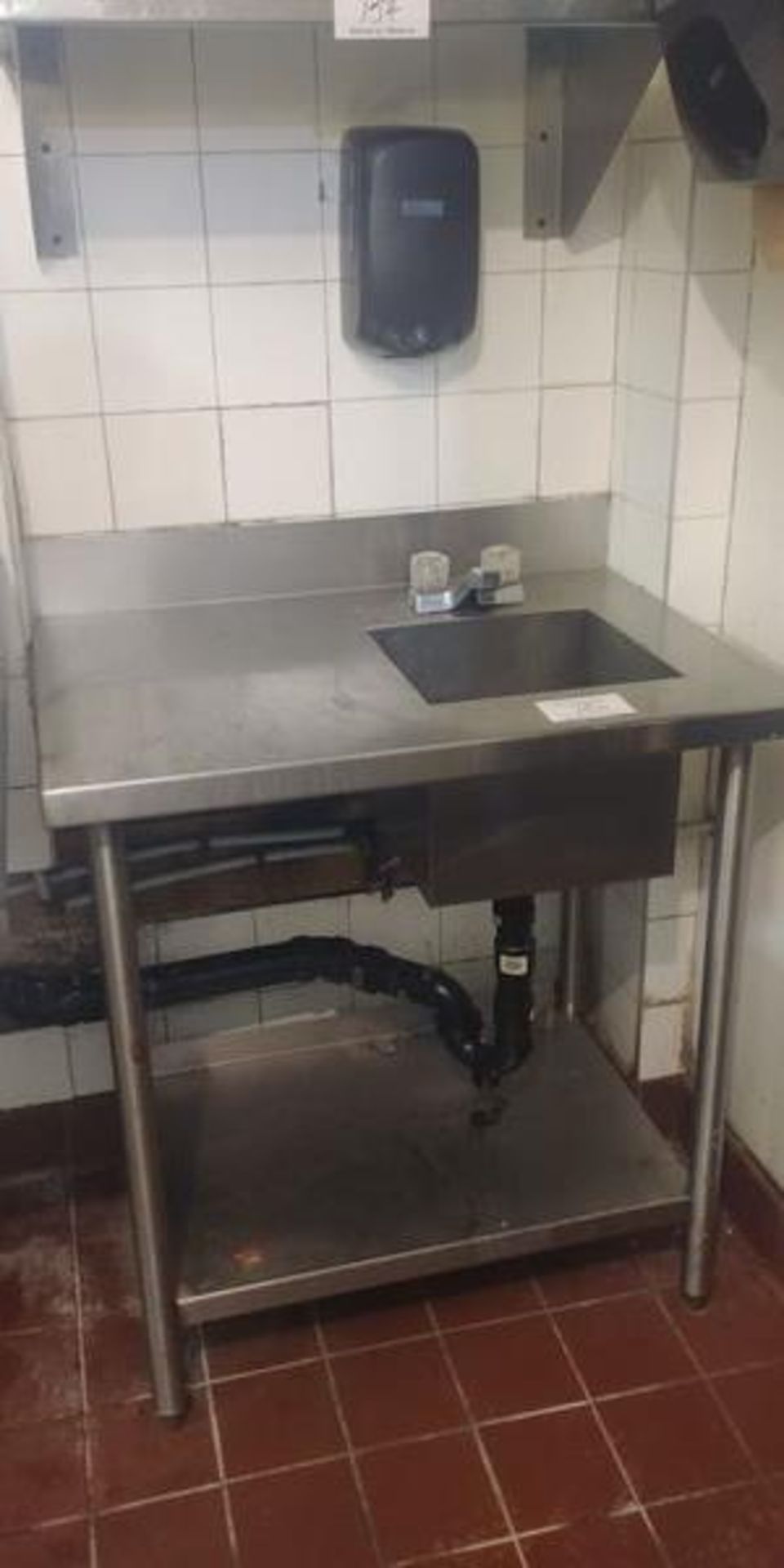 Custom Stainless Steel 33" Table with Hand Sink