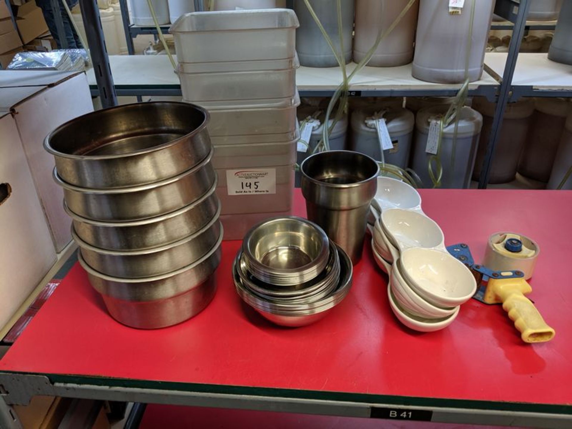 1 Shelf of Stainless Steel Colanders etc.