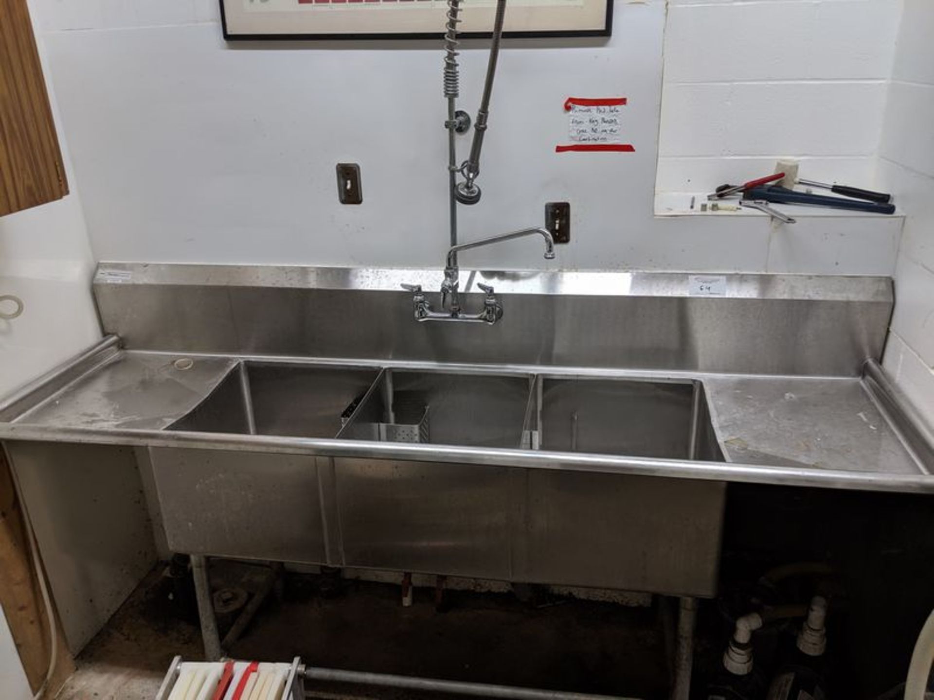 3 Compartment Stainless Steel Sink with Wash Wand