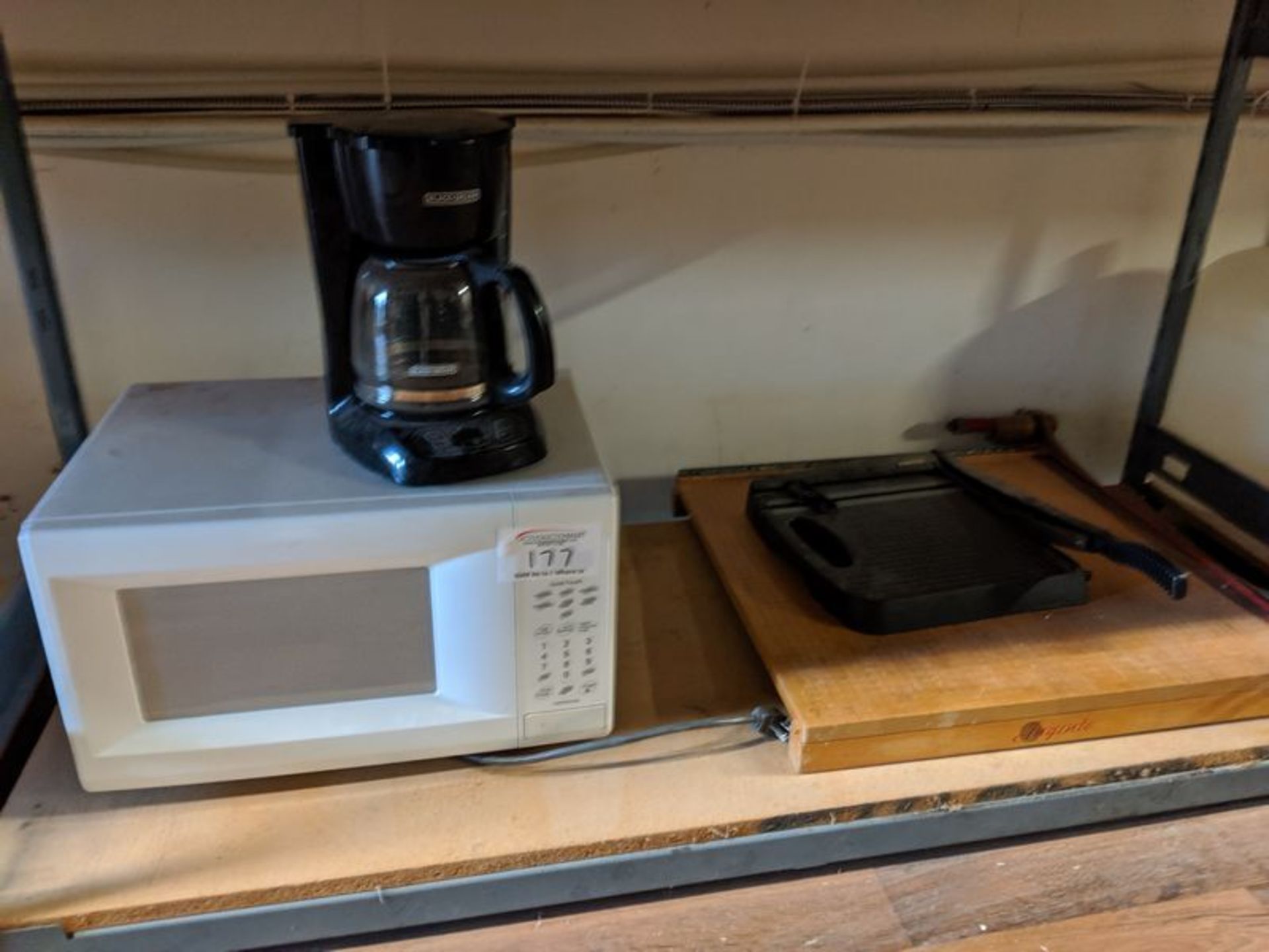 Microwave, Coffee Brewer and 2 Paper Cutters