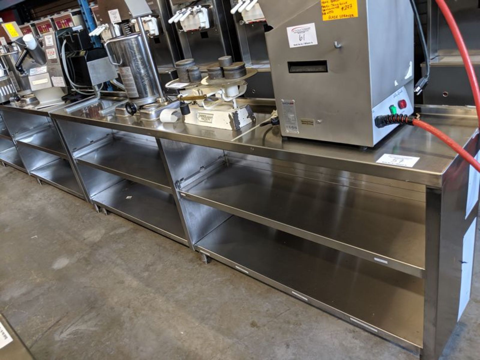 8 ft x 15" Wide Custom Built 3 Tier Stainless Steel Servery Counter