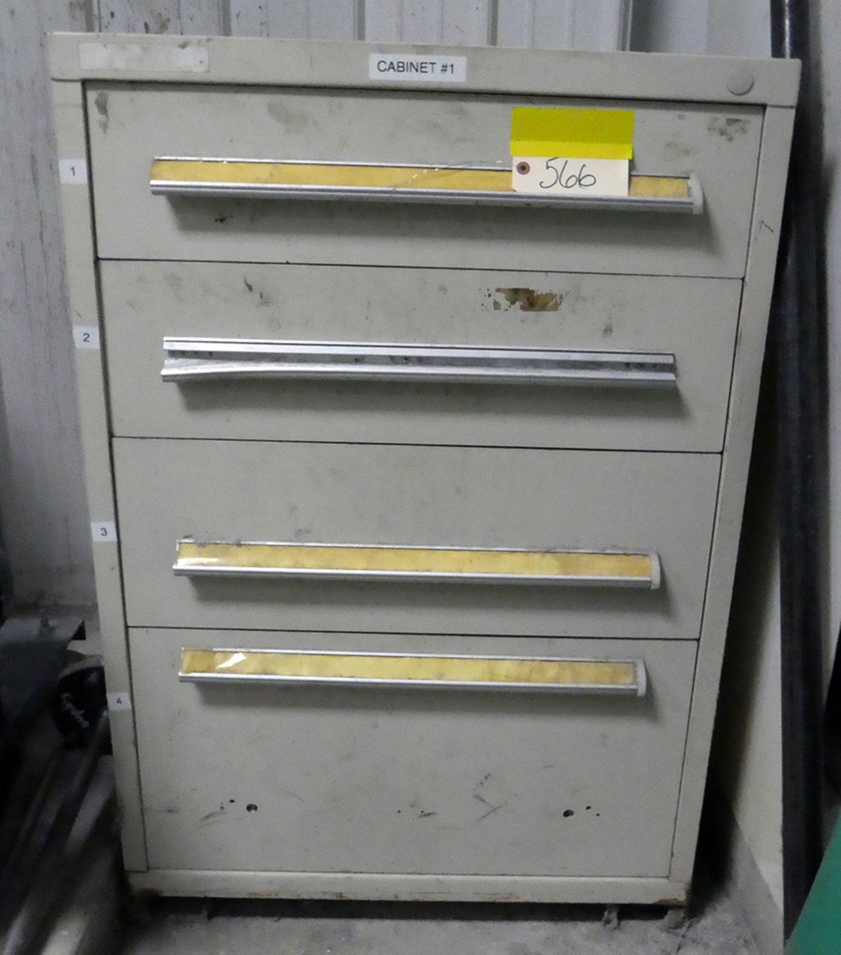 4-Drawer Steel Cabinet With Contents
