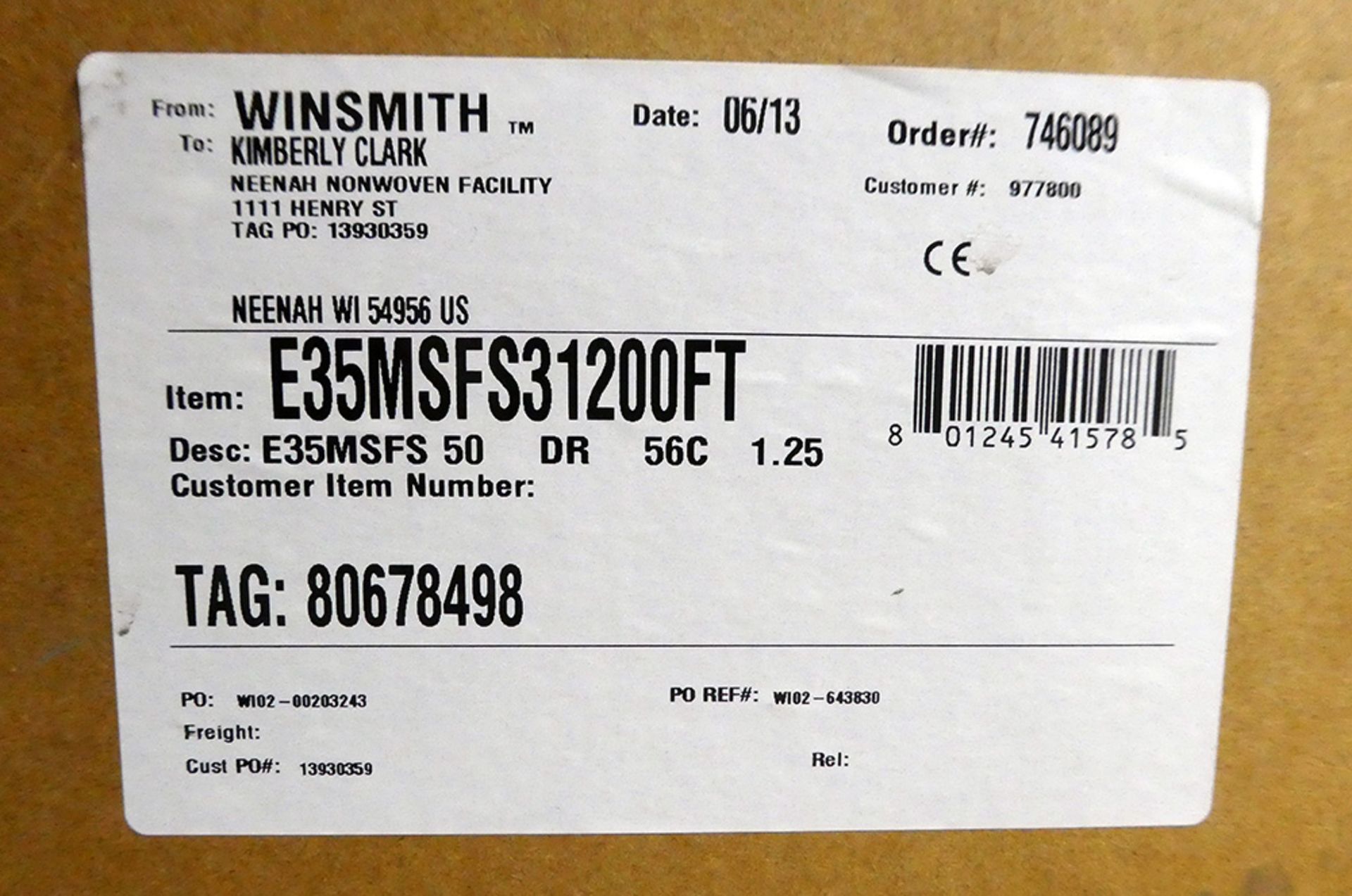 Winsmith E35MSFS331200FT 1.25:1 Worm gear Speed Reducer - Image 2 of 2