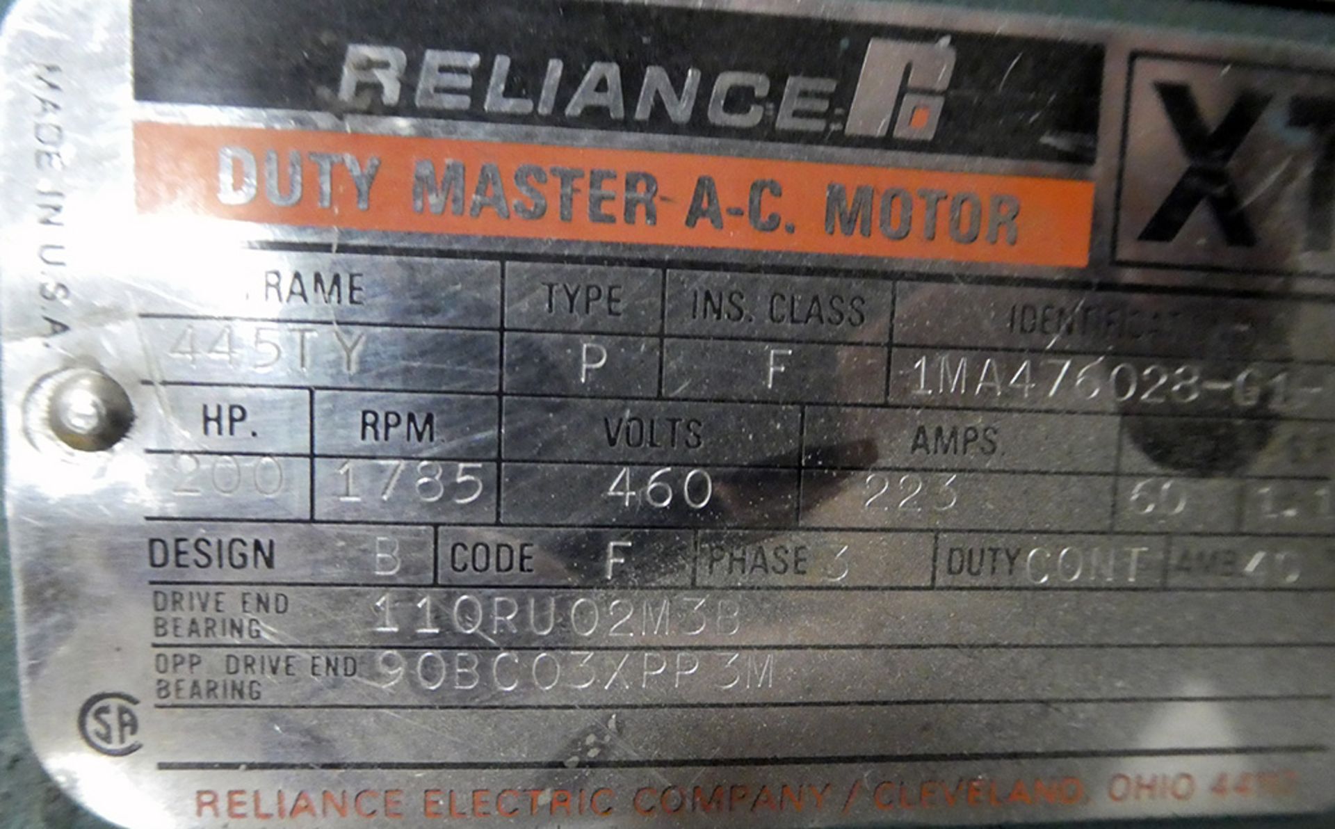 200 HP Reliance AC Motor - Image 2 of 2