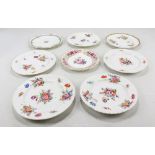 Eight Coalport floral painted cabinet plates and dishes, various sizes (one badly af) (8).