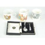 Three royal commemorative mugs for Queen Victoria, King Edward VII and King Edward VIII,