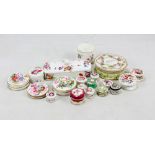 A group of Coalport floral painted trinket boxes, the majority with covers.