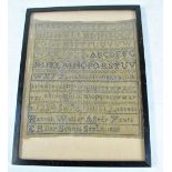 An early 19th century alphabetical sampler by Hannah Wallay aged 9 years, E Riley School,