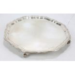 VINER'S LTD; a George VI hallmarked silver shaped circular salver with stepped rim,