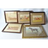 AFTER WALTER VERNON; a set of four watercolours, various racing scenes including 'A Close Finish',