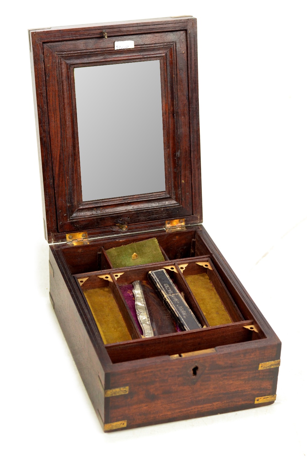 A 19th century teak and brass bound gentleman's travelling box,