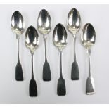 HENRY HOLLAND; a set of six Victorian hallmarked silver Fiddle pattern teaspoons, London 1873,