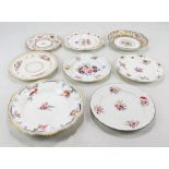 Eight Coalport floral painted cabinet plates and dishes, various sizes (8).