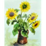 ALBIN TROWSKI (1919-2012); watercolour, jug with sunflowers, signed and dated '72, 35.5 x 27.