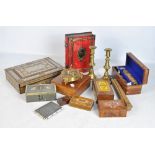 A mixed group of collectors' items including Vizagapatam-style box, similar card case,