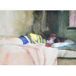 ROBERT LITTLEFORD (born 1945); watercolour, study of a child sleeping,