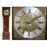 A late 18th century thirty hour oak longcase clock, with 12" brass dial inscribed 'Thos Ward,