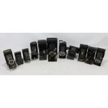 Twelve folding cameras including Zeiss Ikon Compur Rapid with Novar-Anastigmat 1:3.5 F=10.