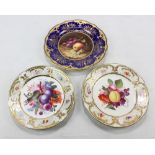 A Coalport hand painted fruit decorated cabinet plate, signed Chivers, with gilt decorated border,