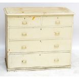 A white painted chest of two short and three long drawers, width 98cm.