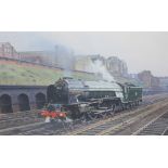 C D HOLLAND; watercolour, study of a steam locomotive,