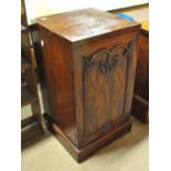 A mahogany cupboard (formerly part of a sideboard) with moulded detail to single door and block to