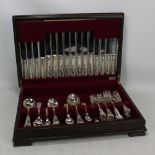 A cased canteen of silver plated Shell pattern cutlery by Allander of Sheffield (salt spoon