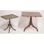 A mahogany rounded rectangular tripod occasional table, 68 x 56cm, and another (2).