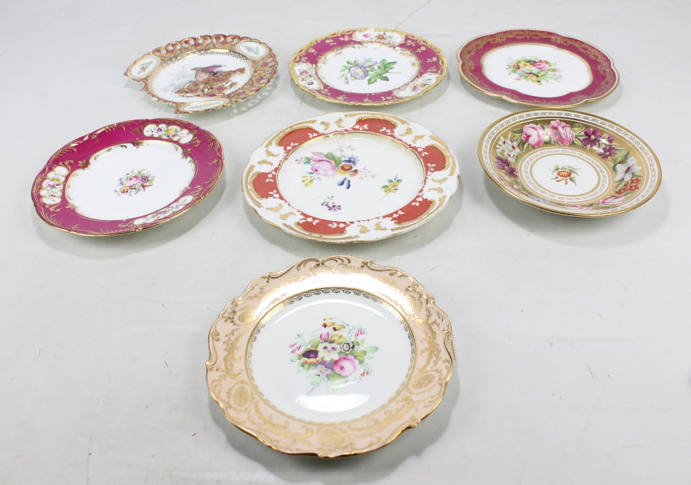 Six Coalport floral painted cabinet plates and dishes,
