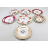 Six Coalport floral painted cabinet plates and dishes,