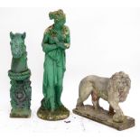 A green painted composite garden statue of Venus, height 118cm,