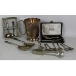 WAKELY & WHEELER; a cased George VI hallmarked silver christening set comprising fork and spoon,