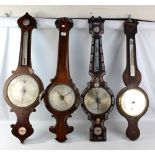 A rosewood and mother of pearl inlaid wheel barometer,