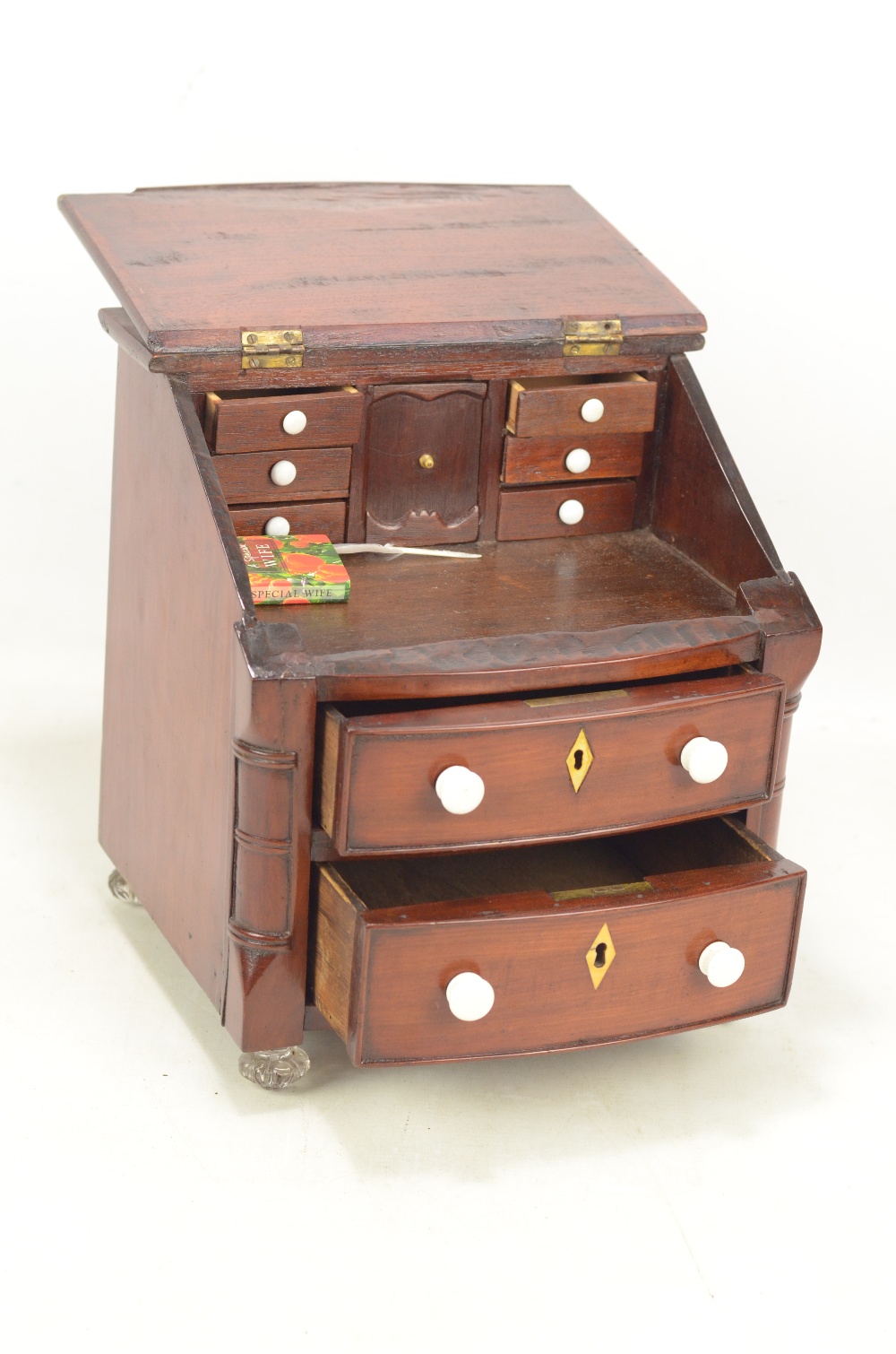 A late 19th century mahogany miniature bureau, - Image 2 of 2