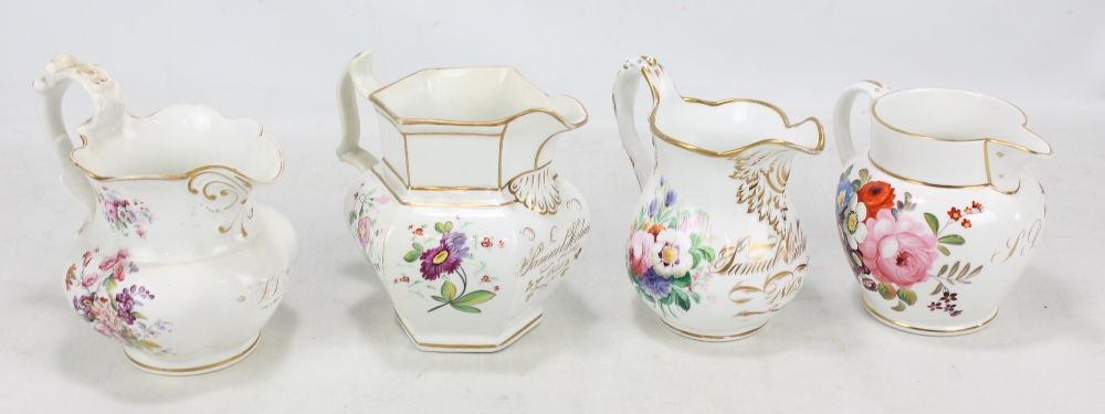 Three Coalport and a TJ & J Mayer of Longport named jugs,