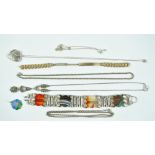 A small group of predominantly silver jewellery to include two chain necklaces,