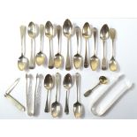 A small group of hallmarked silver comprising various teaspoons, a single salt spoon,