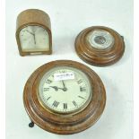 An oak cased wall clock,