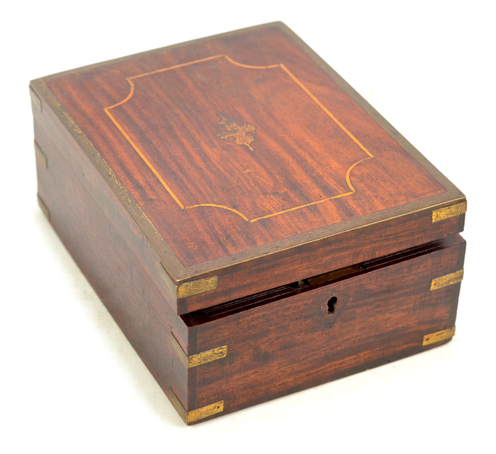 A 19th century teak and brass bound gentleman's travelling box, - Image 2 of 3