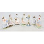 Six Royal Worcester limited edition figures; 'Baker's Wife', 155/5000, 'The Queen of the May',