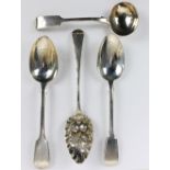 CHARLES BOYTON II; a pair of Victorian hallmarked silver Fiddle pattern tablespoons,