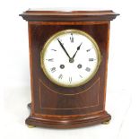 An Edwardian inlaid mahogany mantel clock,