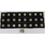A collection of twenty-four London Mint Office 9ct gold proof half crowns, each weighing 1g,