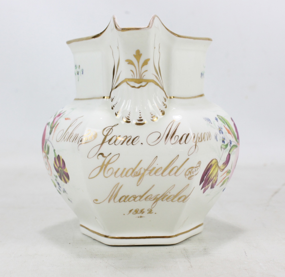 TJ & J MAYER OF LONGPORT; a small hexagonal jug of local interest, inscribed 'John and Jane Mayson, - Image 2 of 2